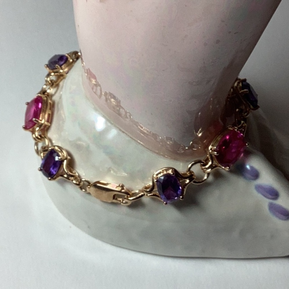 Technibond Violet and Purple Gemstone Bracelet and Ring and Pendant. - Picture 3 of 7